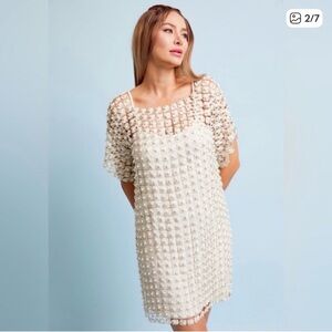 RIVIR crotchet pearl detail mini dress - NWT